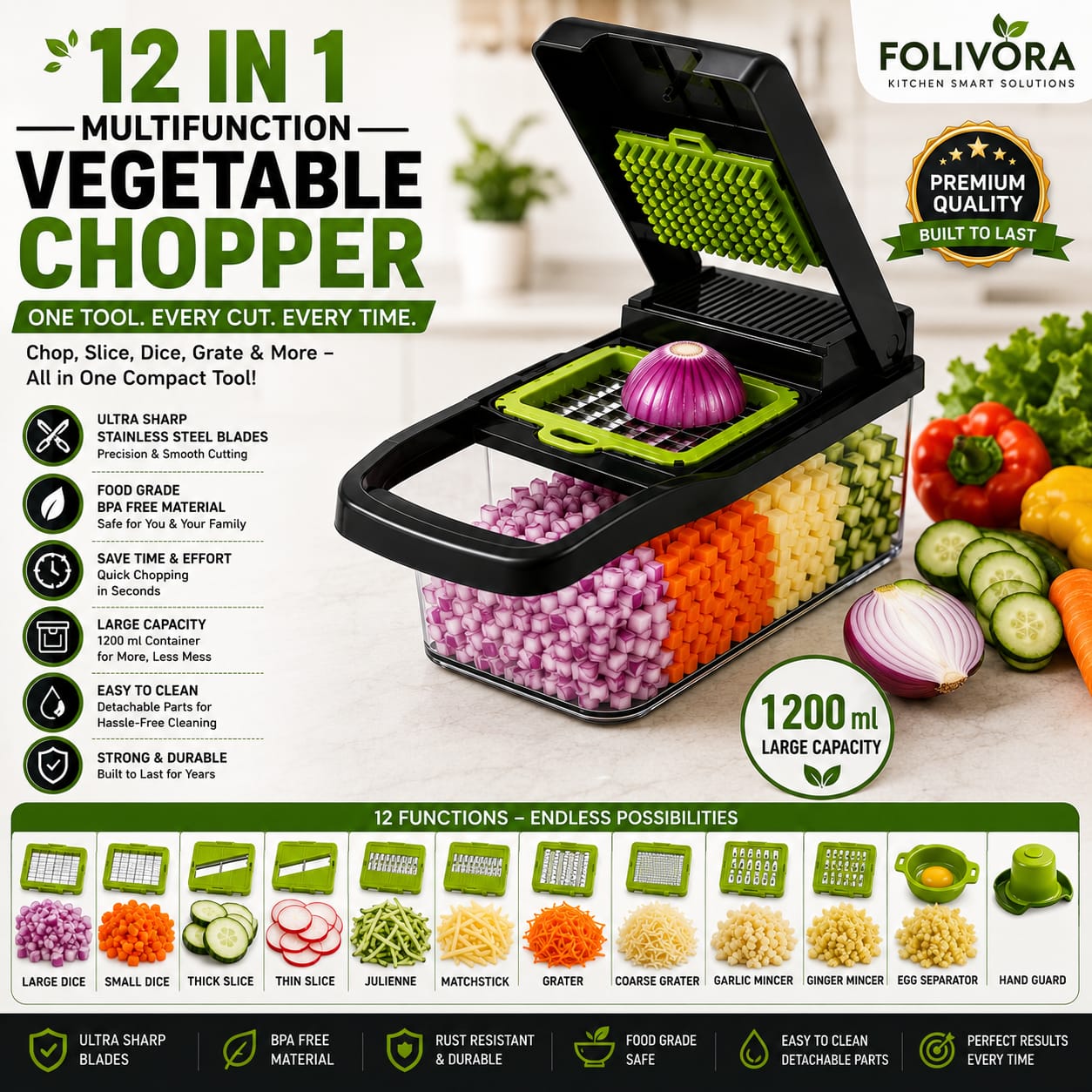 12 in 1 Multi-Purpose Vegetable and Fruit Chopper